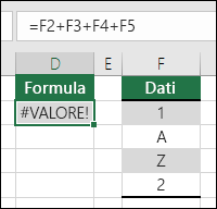 errore di #VALUE!