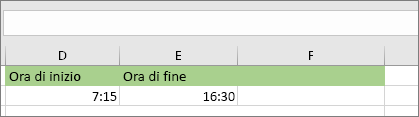 Data/ora di inizio delle 7:15, data/ora di fine delle 16.30