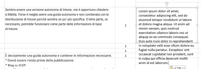 Il nuovo testo è incollato nella casella di testo.