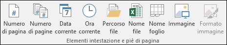 Scheda Struttura della barra multifunzione Intestazioni & piè di pagina