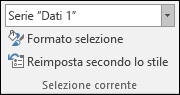 Selezionare un'opzione Serie in Opzioni > grafico Formatta > selezione corrente
