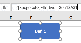 Forma selezionata per visualizzare il nome del collegamento nella barra della formula