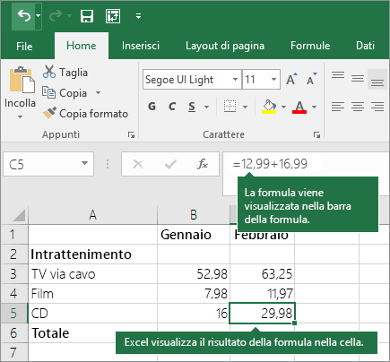 Esempio di formula semplice