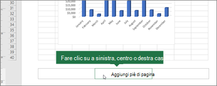Screenshot che mostra Aggiungi piè di pagina.