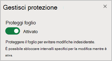 Gestione della protezione dei fogli