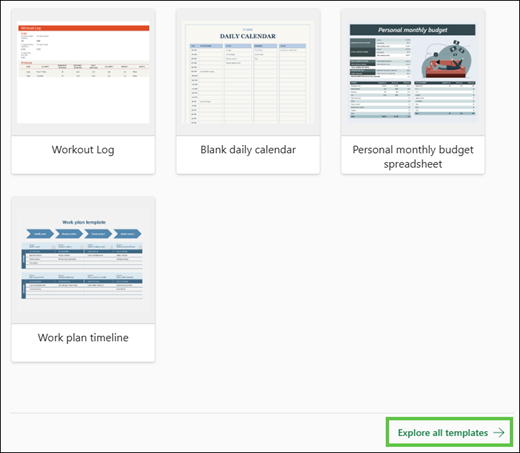 Esplorare tutti i modelli per Excel per il web