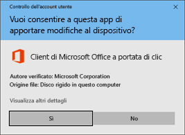 Fai clic per eseguire il prompt
