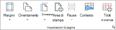 Screenshot che mostra il gruppo Imposta pagina.