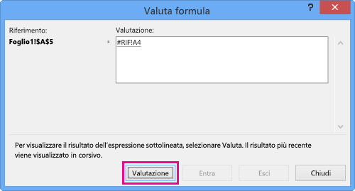 Finestra di dialogo Valuta formula