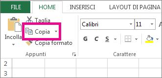 Fare clic su Copia nella scheda Home