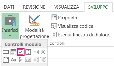 controllo casella di controllo sulla barra multifunzione