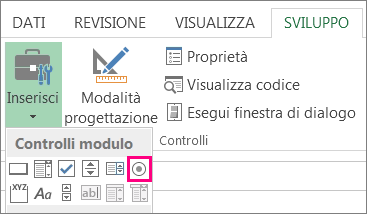 controllo pulsante di opzione sulla barra multifunzione
