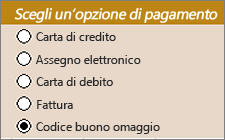 di esempio Controlli pulsante di opzione di esempio