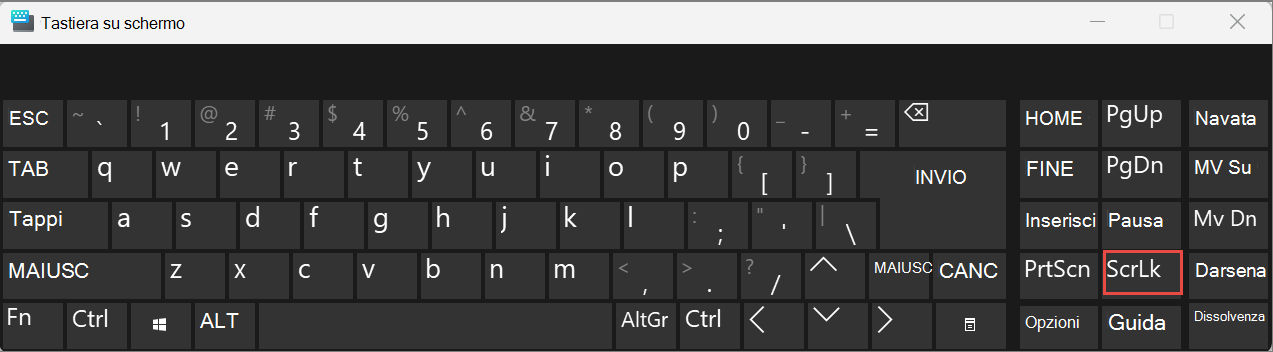 Tastiera su schermo per Windows 11