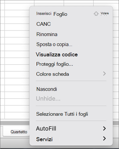 Menu Proteggi cartella di lavoro non disponibile MacOS