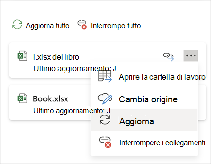 Screenshot del pulsante Aggiorna collegamento di una versione two.png