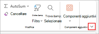 Screenshot che mostra il pulsante Opzioni visualizzazione barra multifunzione in Excel.