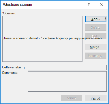 Procedura guidata Gestione scenari