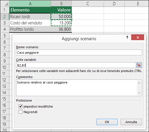 Configurare uno scenario relativo al caso peggiore