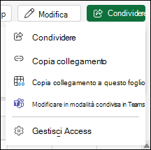 Condividere un collegamento al foglio di lavoro per Excel per il web