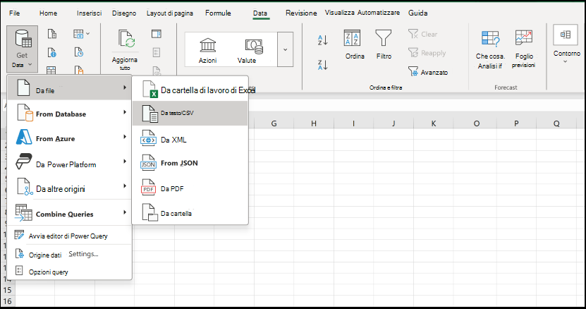 Apertura txt/csv tramite la scheda Dati