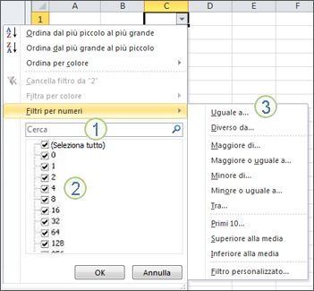 Filtro dei dati