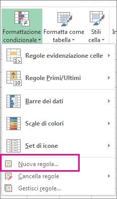 Pulsante Formattazione condizionale sulla scheda Home