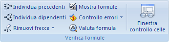 Gruppo Verifica formule della scheda Formule