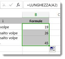 Immissione di più funzioni LUNGHEZZA in a foglio di lavoro