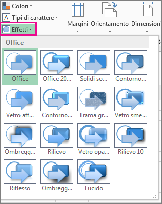 Effetti tema nella scheda Layout di pagina