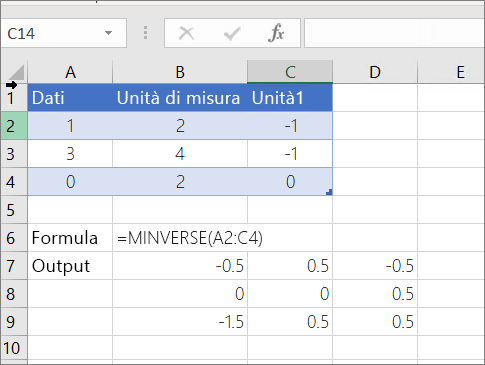 Esempio 2 - MINVERSE