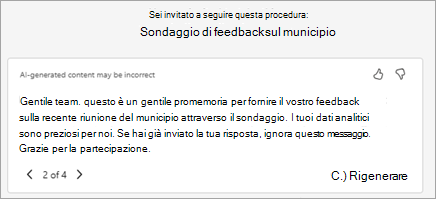 Copilot genera automaticamente un testo di invito suggerito. Puoi modificare il testo qui o selezionare Riscrivi con Copilot per chiedergli di generare una nuova versione.