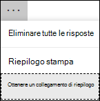 Opzione Ottieni un collegamento di riepilogo in Microsoft Forms