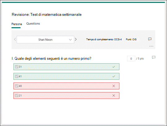 Rivedere le risposte dei test.