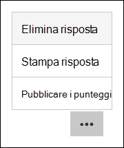 Opzioni per eliminare, stampare e pubblicare i punteggi in Microsoft Forms