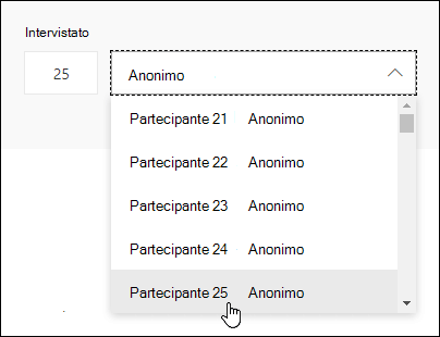 Immettere un numero specifico nella casella di ricerca del partecipante per visualizzare i dettagli della risposta degli utenti in Microsoft Forms