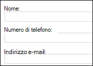 Modulo informazioni di contatto con caselle di testo