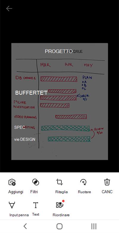 Screenshot da Microsoft Lens in un telefono Android