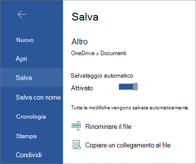 Salvataggio automatico attivato