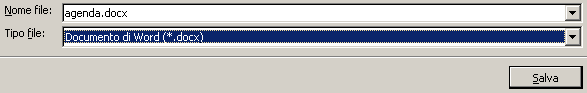 Salvataggio del file con estensione docx