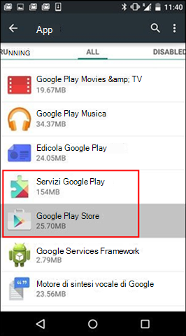 Cancella la cache dell'app Google Play Store