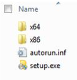 Struttura delle cartelle della selezione piattaforma per l'installazione di Office 2010 a 64 bit.