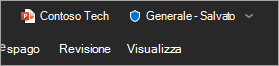 Screenshot della barra del titolo che mostra l'etichetta di riservatezza dei file.