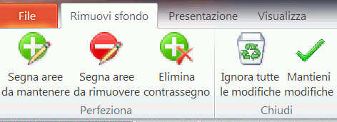 Scheda Rimuovi sfondo