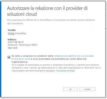 Accetta la relazione con il provider di soluzioni cloud.