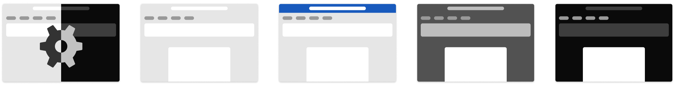 Anteprima dei temi di Office disponibili in Windows.