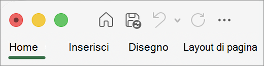 Barra di accesso rapido di Office 2016 per Mac