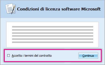 Leggere e accettare le condizioni di licenza