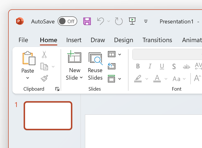 Screenshot del tema In alto a sinistra di PowerPoint in Bianco.