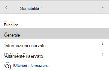Screenshot delle etichette di riservatezza in Office per Office per Android